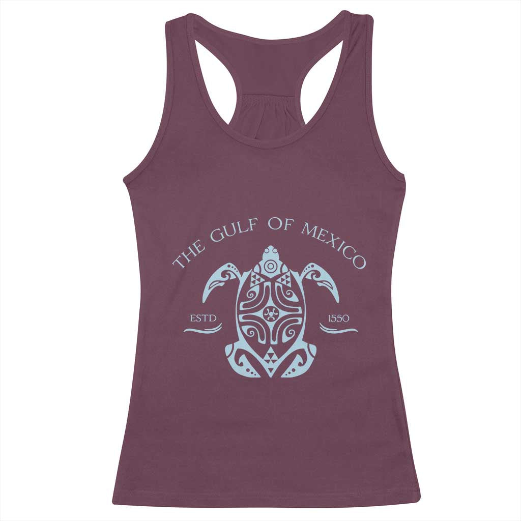 Gulf of Mexico Turtle Racerback Tank Top Golfo de Mexico Forever