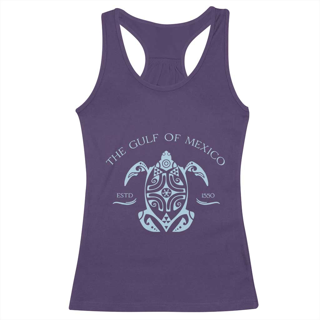 Gulf of Mexico Turtle Racerback Tank Top Golfo de Mexico Forever