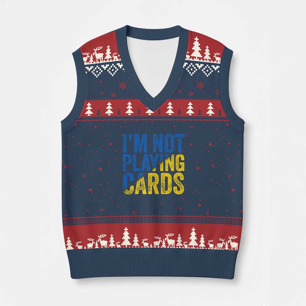 Zelensky I'm Not Playing Cards V-Neck Knit Sweater Vest - Wonder Print Shop