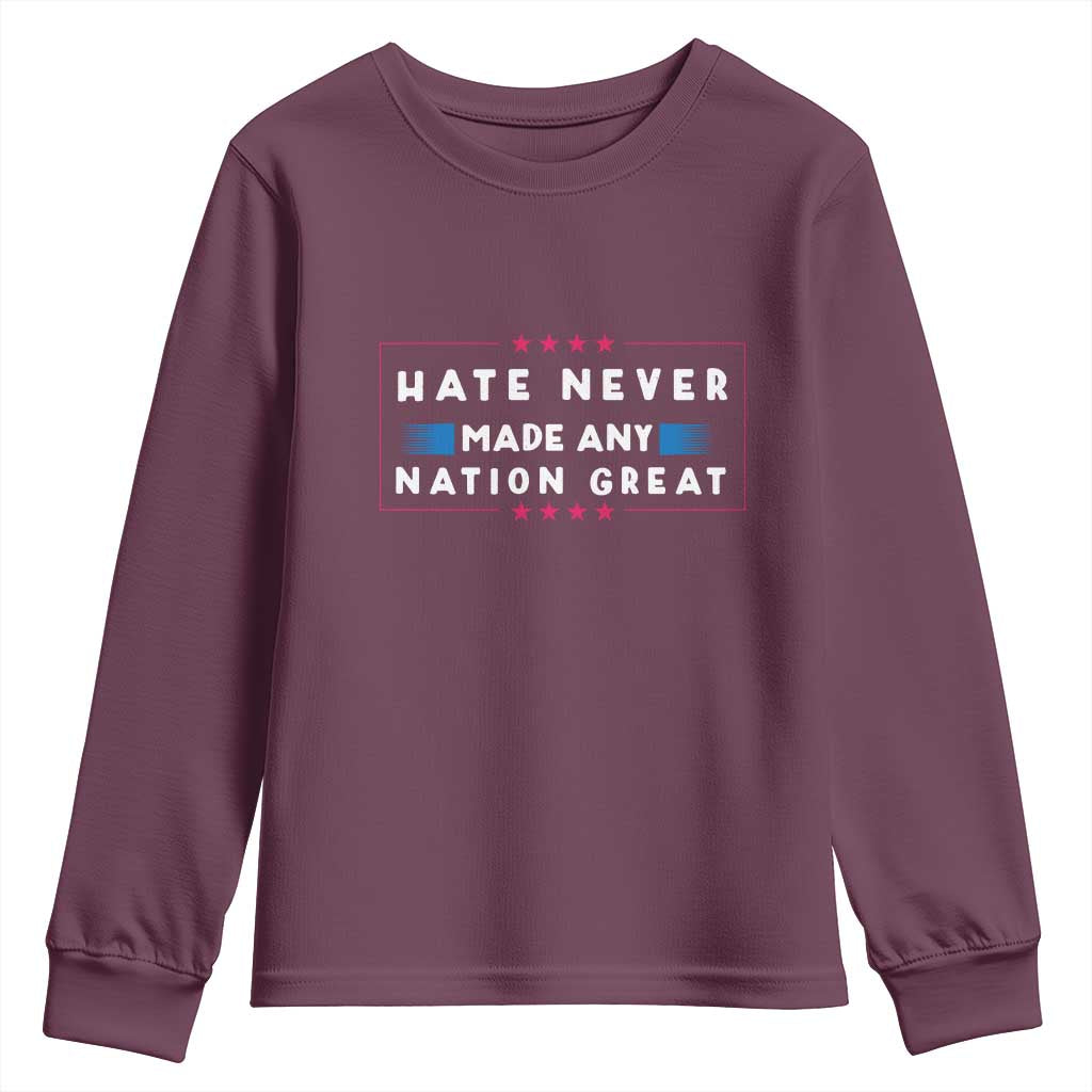 Hate Never Made Any Nation Great Youth Sweatshirt - Wonder Print Shop