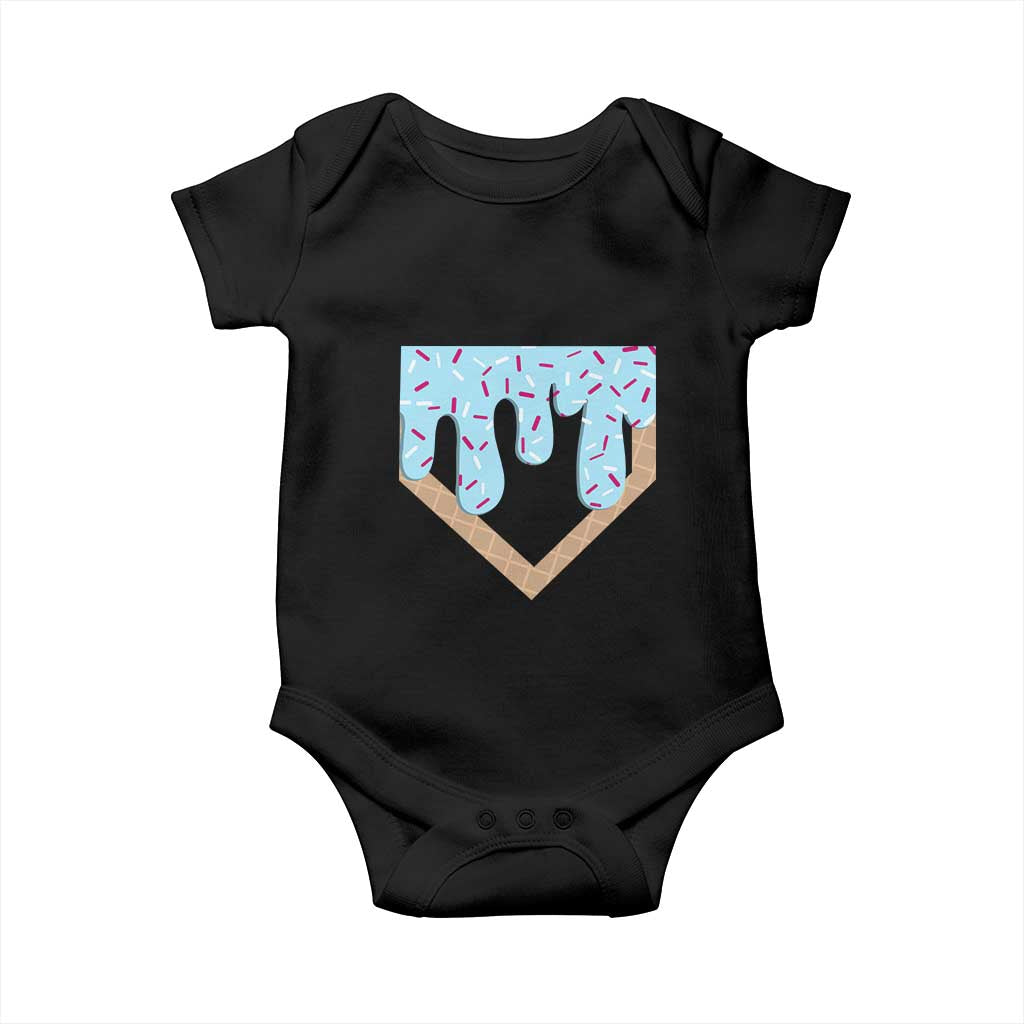 Baseball Ice Cream Dripping Baby Onesie Home Plate Drip