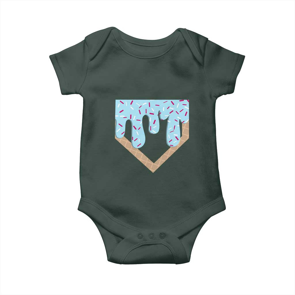 Baseball Ice Cream Dripping Baby Onesie Home Plate Drip