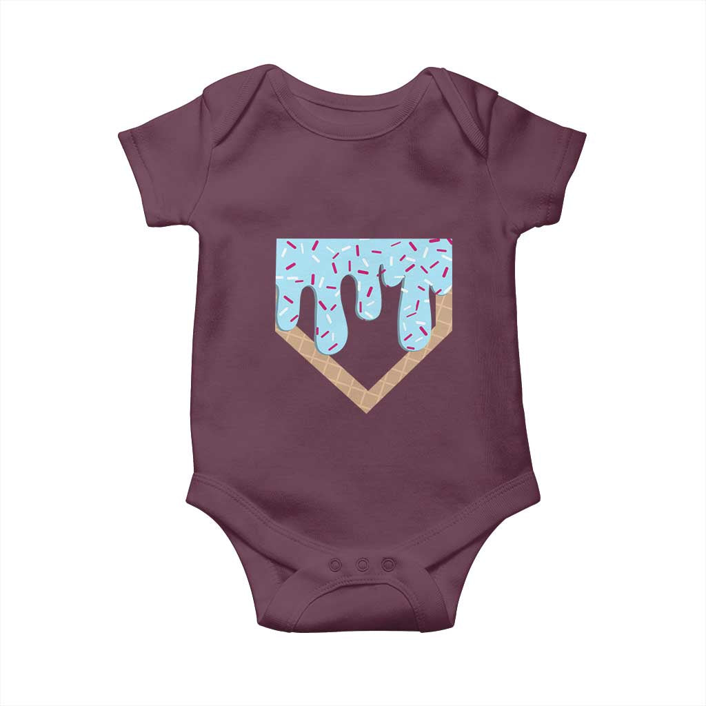 Baseball Ice Cream Dripping Baby Onesie Home Plate Drip