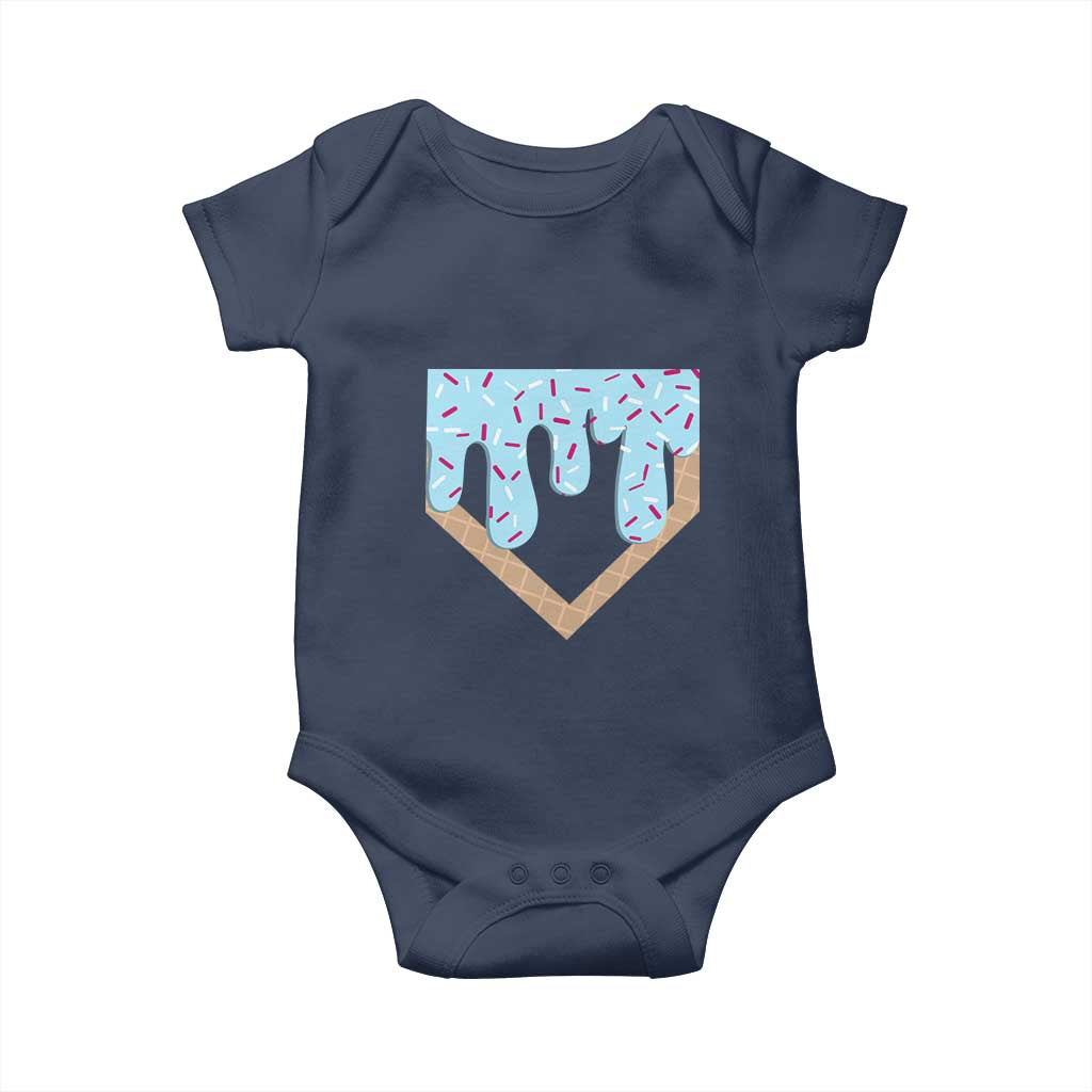 Baseball Ice Cream Dripping Baby Onesie Home Plate Drip
