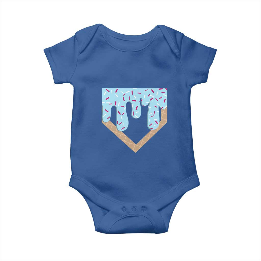 Baseball Ice Cream Dripping Baby Onesie Home Plate Drip