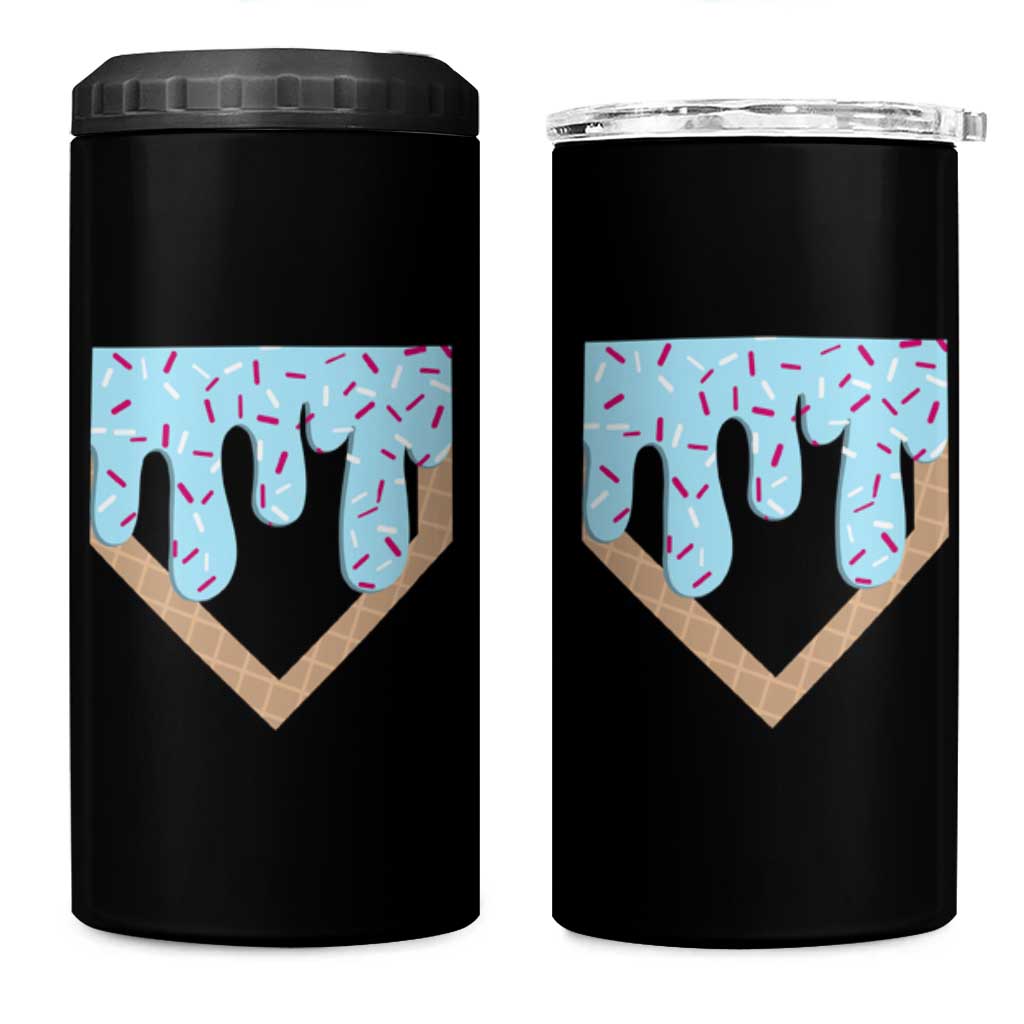 Baseball Ice Cream Dripping 4 in 1 Can Cooler Tumbler Home Plate Drip