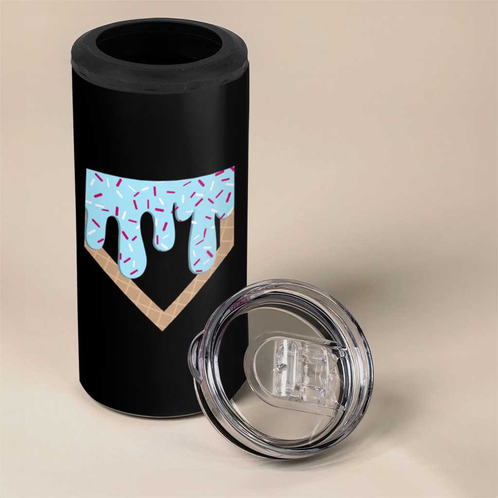Baseball Ice Cream Dripping 4 in 1 Can Cooler Tumbler Home Plate Drip