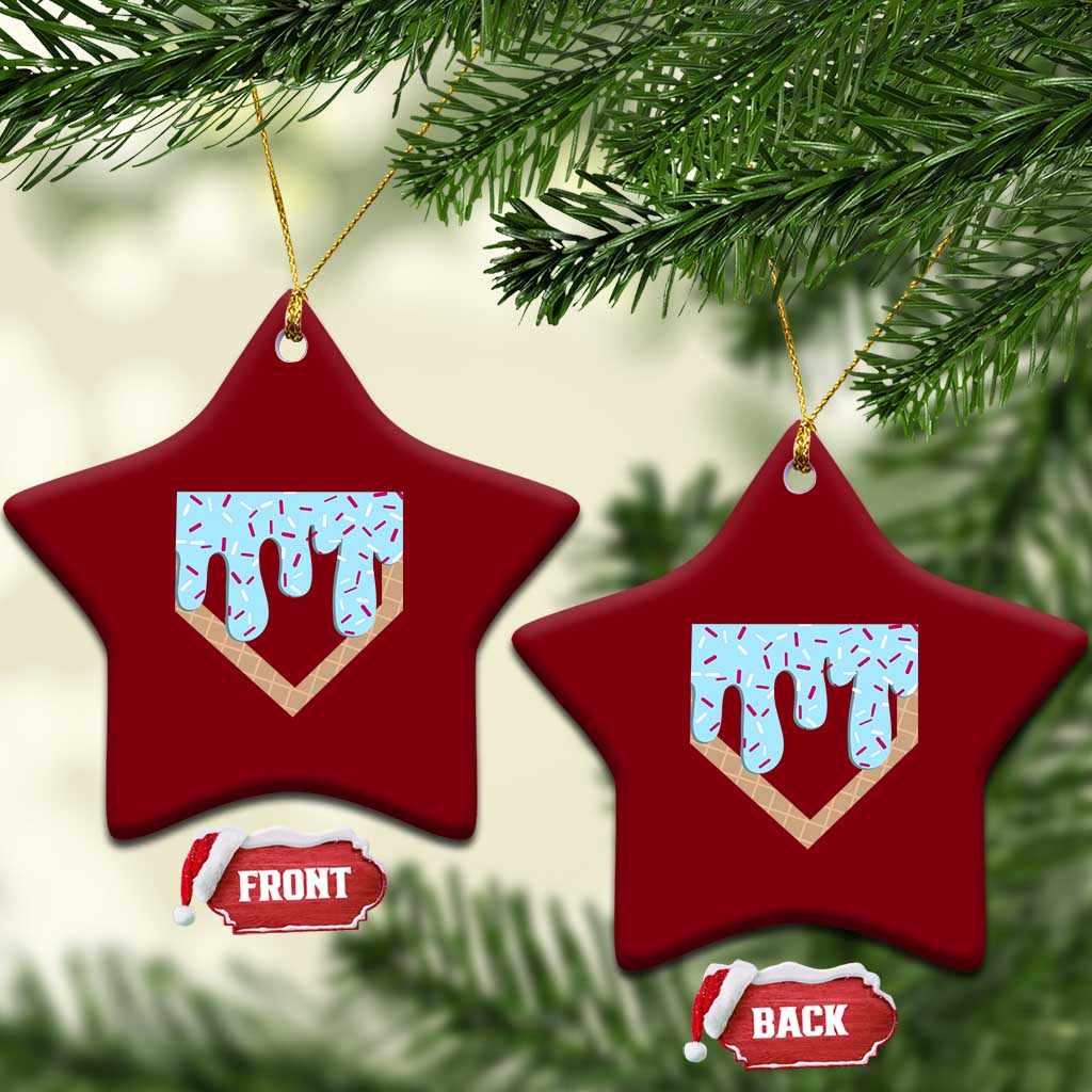 Baseball Ice Cream Dripping Ceramic Ornament Home Plate Drip - Wonder Print Shop