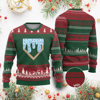 Baseball Ice Cream Dripping Ugly Christmas Sweater Home Plate Drip - Wonder Print Shop