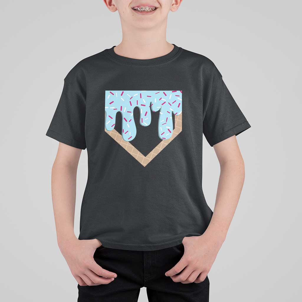 Baseball Ice Cream Dripping T Shirt For Kid Home Plate Drip