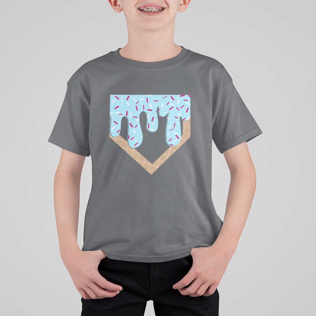 Baseball Ice Cream Dripping T Shirt For Kid Home Plate Drip