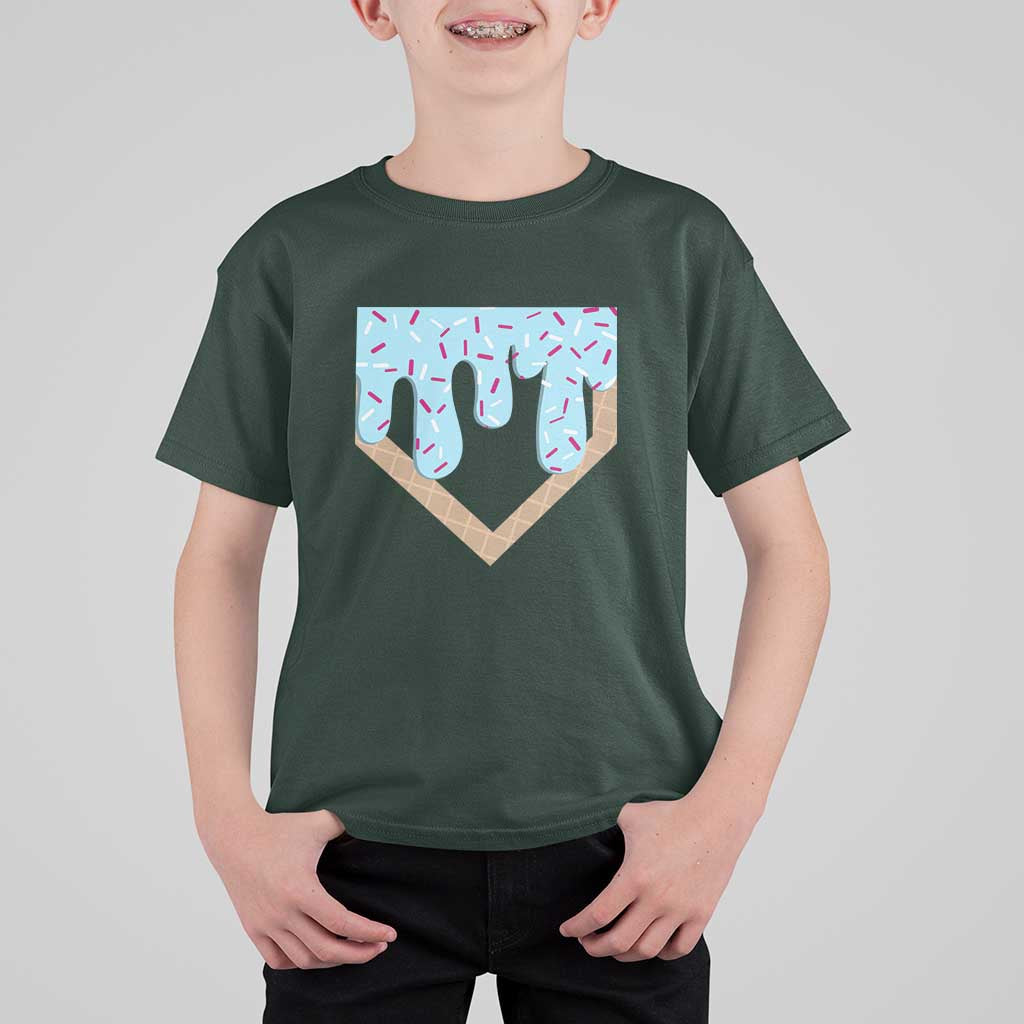 Baseball Ice Cream Dripping T Shirt For Kid Home Plate Drip