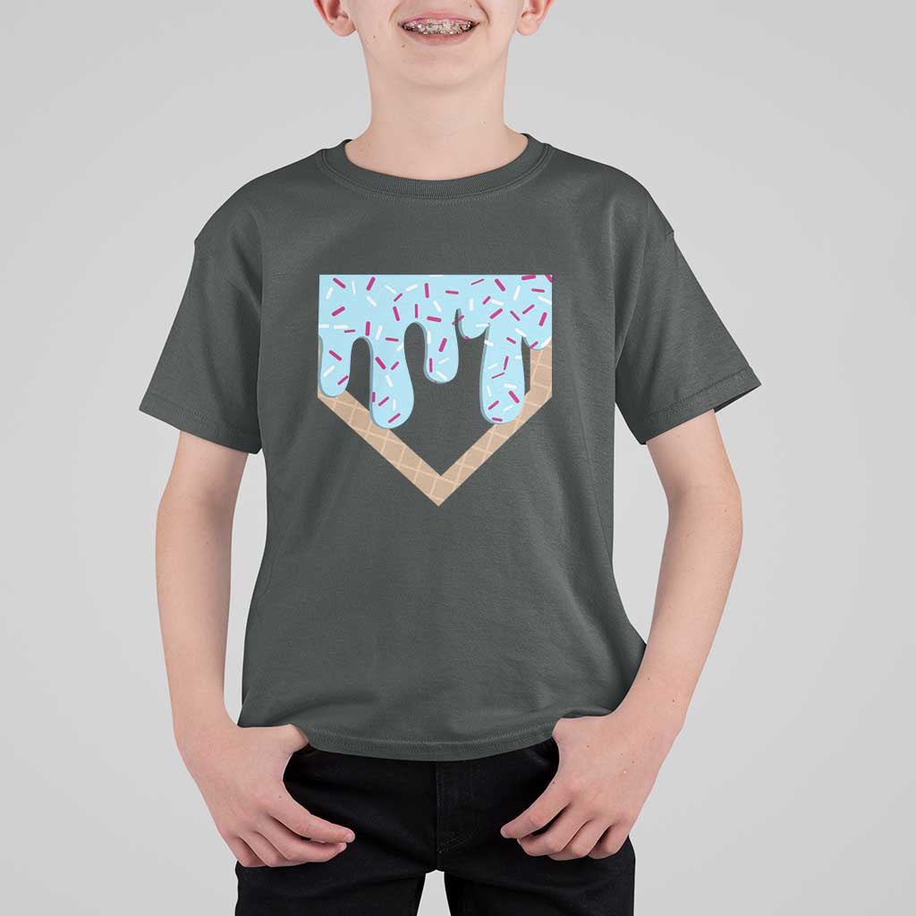 Baseball Ice Cream Dripping T Shirt For Kid Home Plate Drip