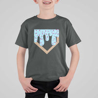 Baseball Ice Cream Dripping T Shirt For Kid Home Plate Drip