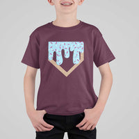 Baseball Ice Cream Dripping T Shirt For Kid Home Plate Drip