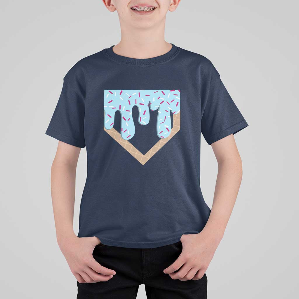 Baseball Ice Cream Dripping T Shirt For Kid Home Plate Drip