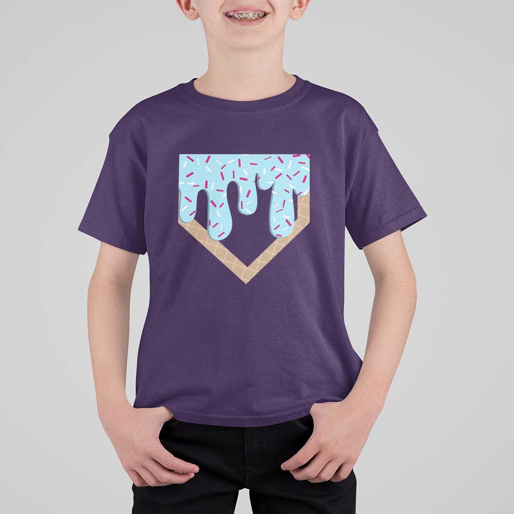 Baseball Ice Cream Dripping T Shirt For Kid Home Plate Drip