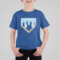 Baseball Ice Cream Dripping T Shirt For Kid Home Plate Drip