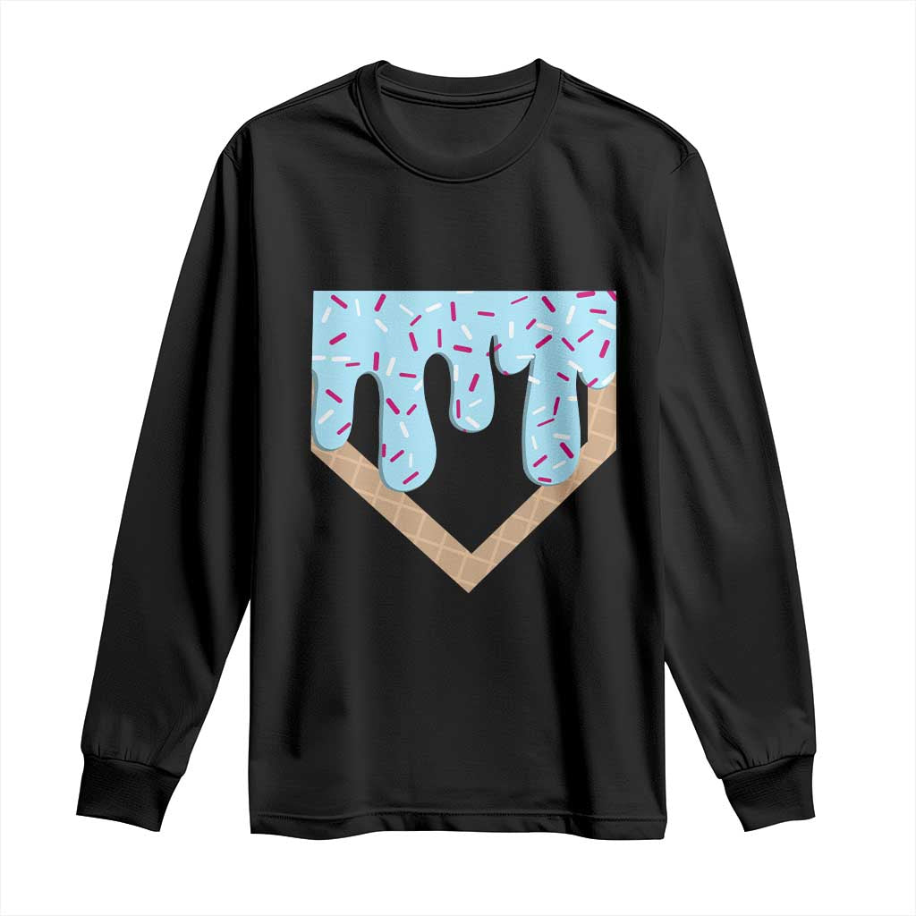 Baseball Ice Cream Dripping Long Sleeve Shirt Home Plate Drip