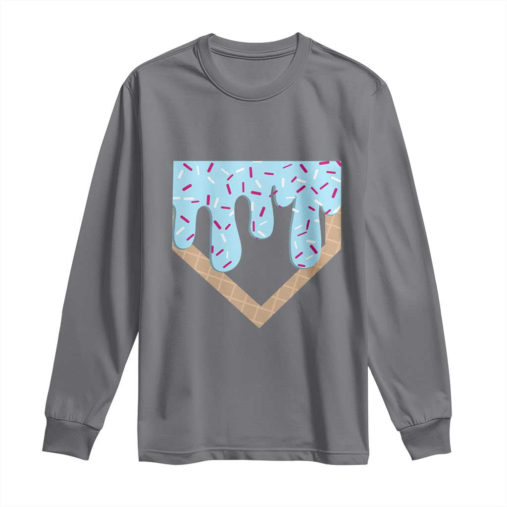 Baseball Ice Cream Dripping Long Sleeve Shirt Home Plate Drip