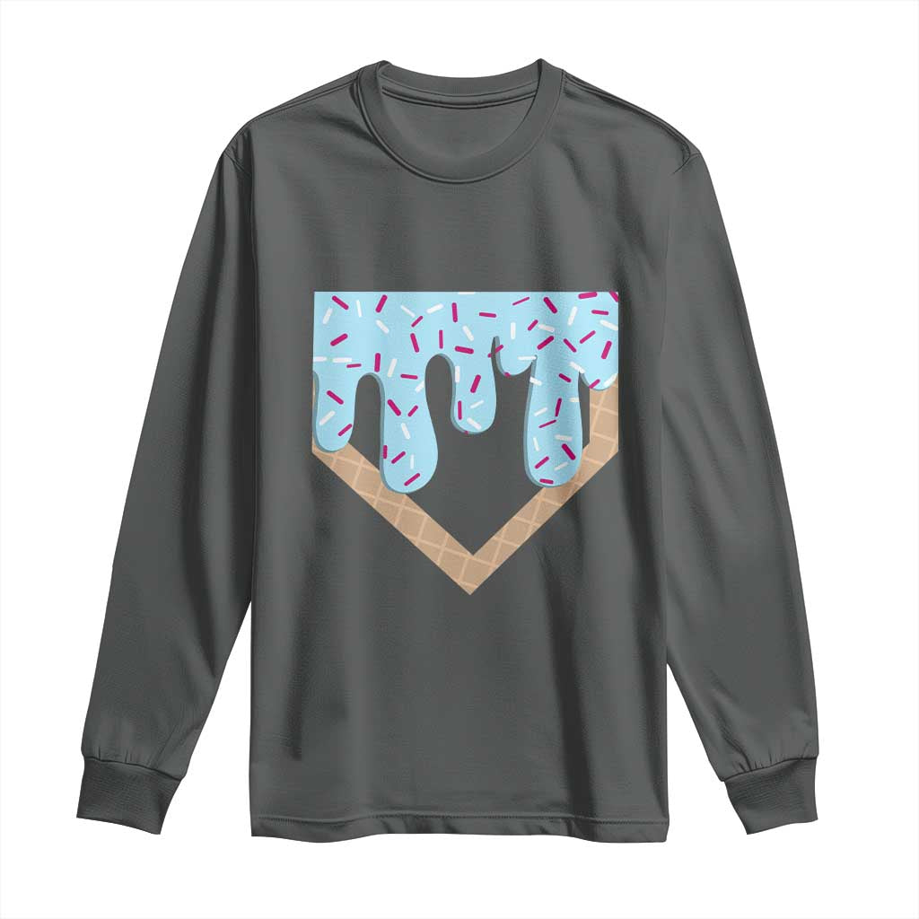 Baseball Ice Cream Dripping Long Sleeve Shirt Home Plate Drip