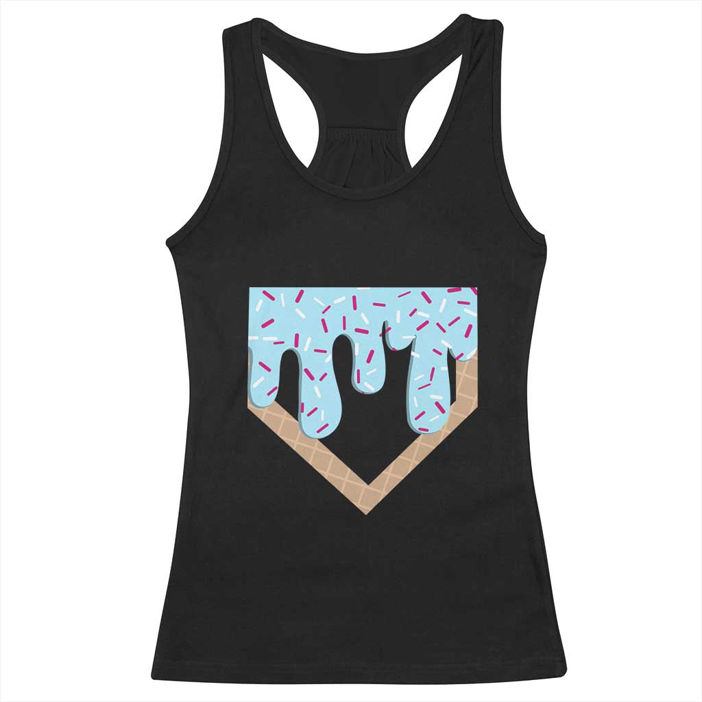 Baseball Ice Cream Dripping Racerback Tank Top Home Plate Drip