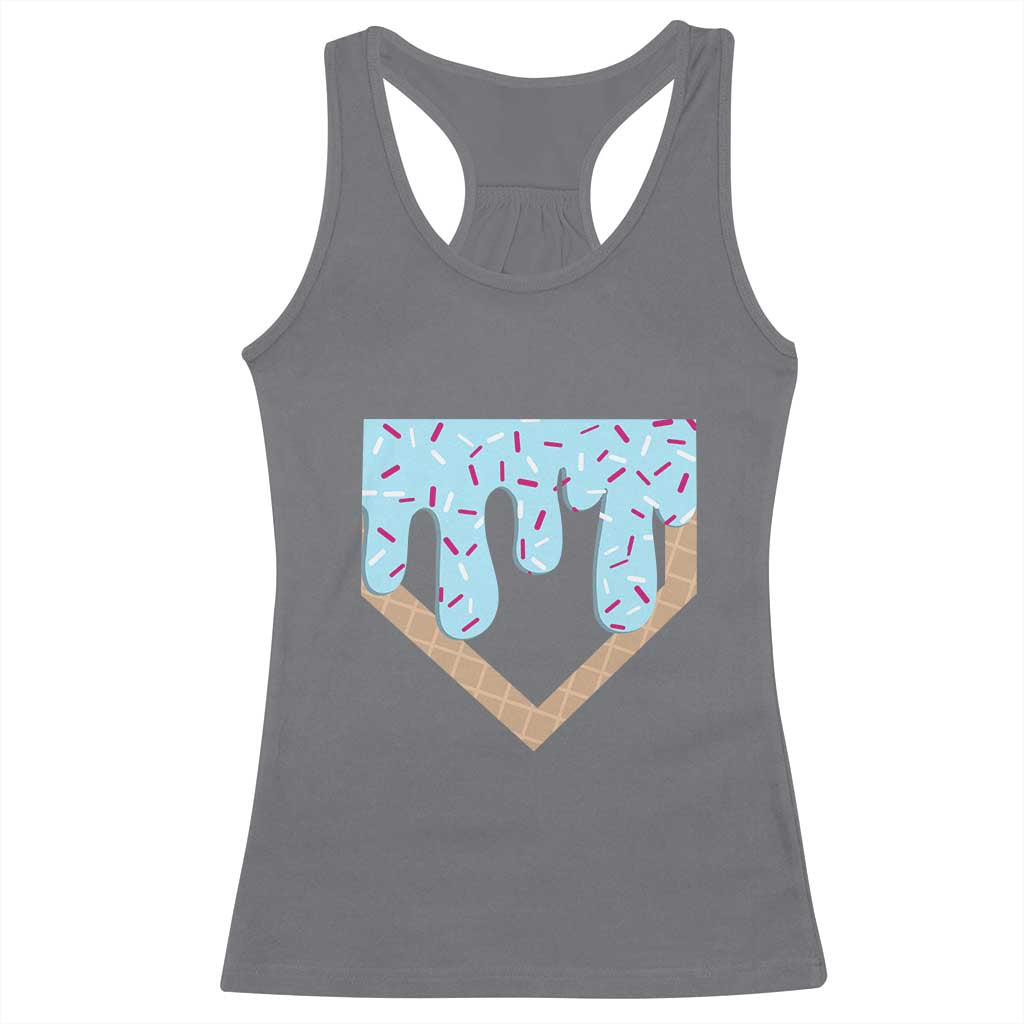 Baseball Ice Cream Dripping Racerback Tank Top Home Plate Drip