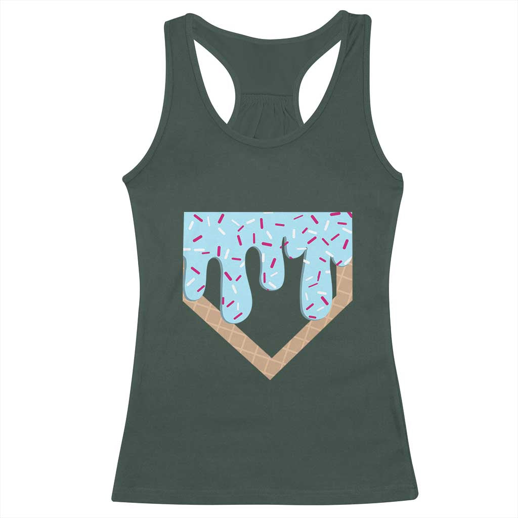 Baseball Ice Cream Dripping Racerback Tank Top Home Plate Drip