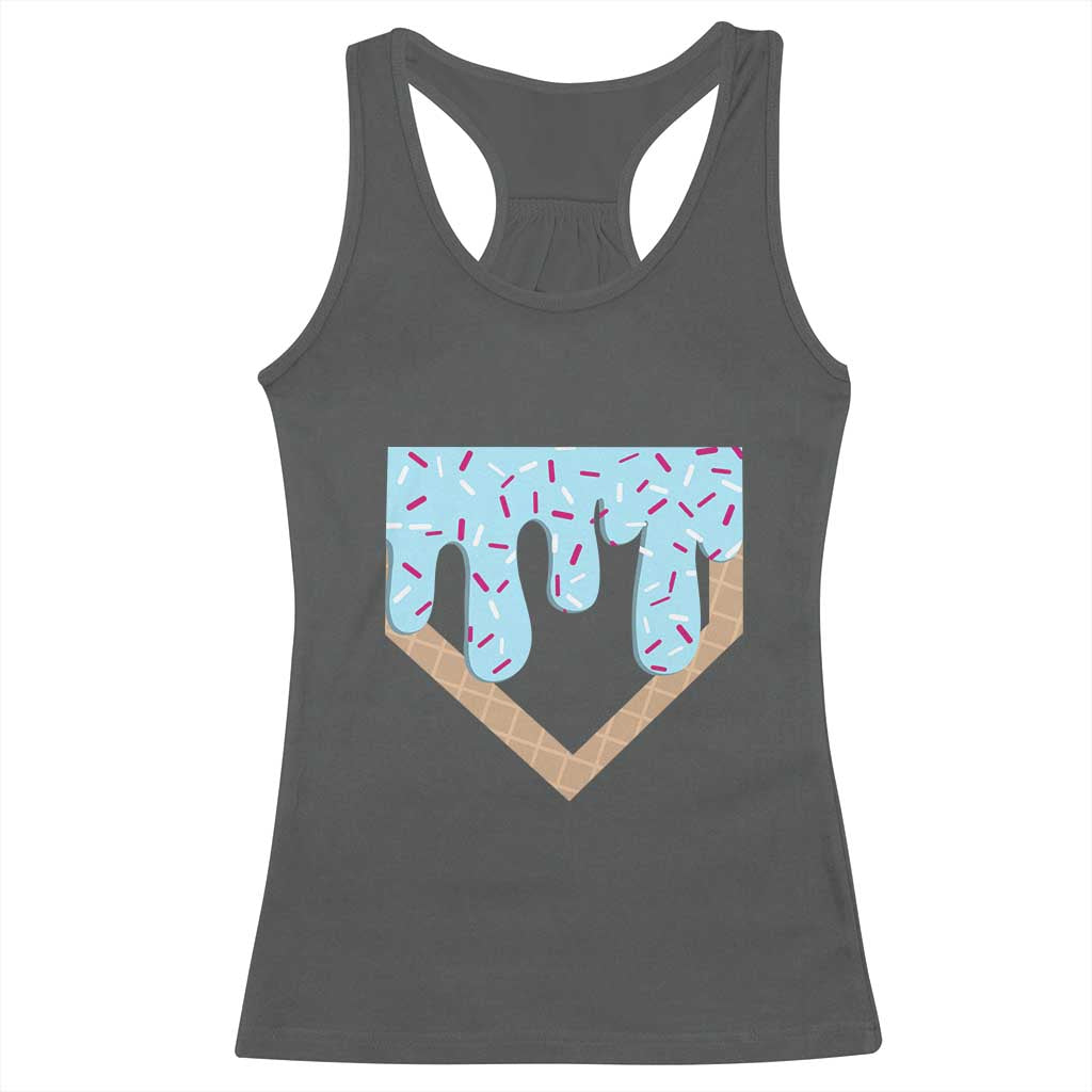 Baseball Ice Cream Dripping Racerback Tank Top Home Plate Drip