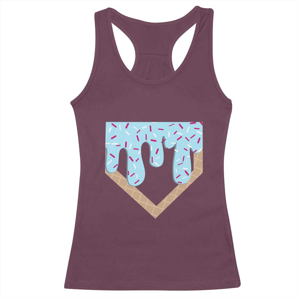 Baseball Ice Cream Dripping Racerback Tank Top Home Plate Drip
