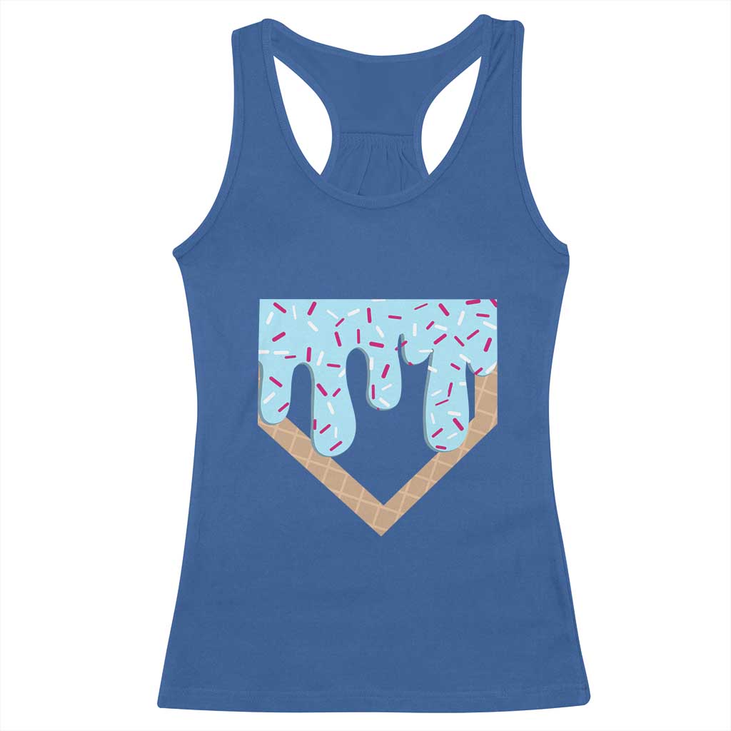 Baseball Ice Cream Dripping Racerback Tank Top Home Plate Drip