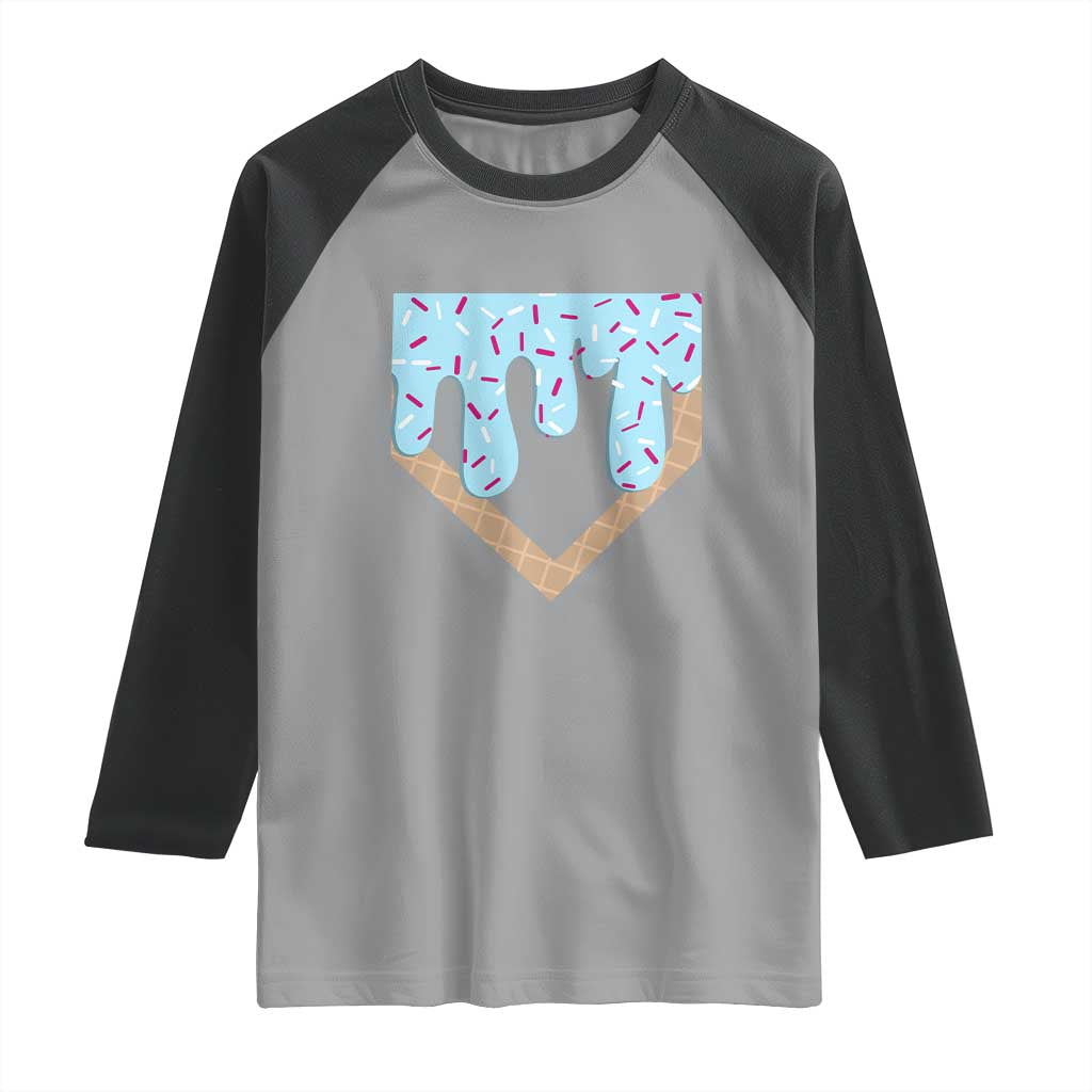 Baseball Ice Cream Dripping Raglan Shirt Home Plate Drip