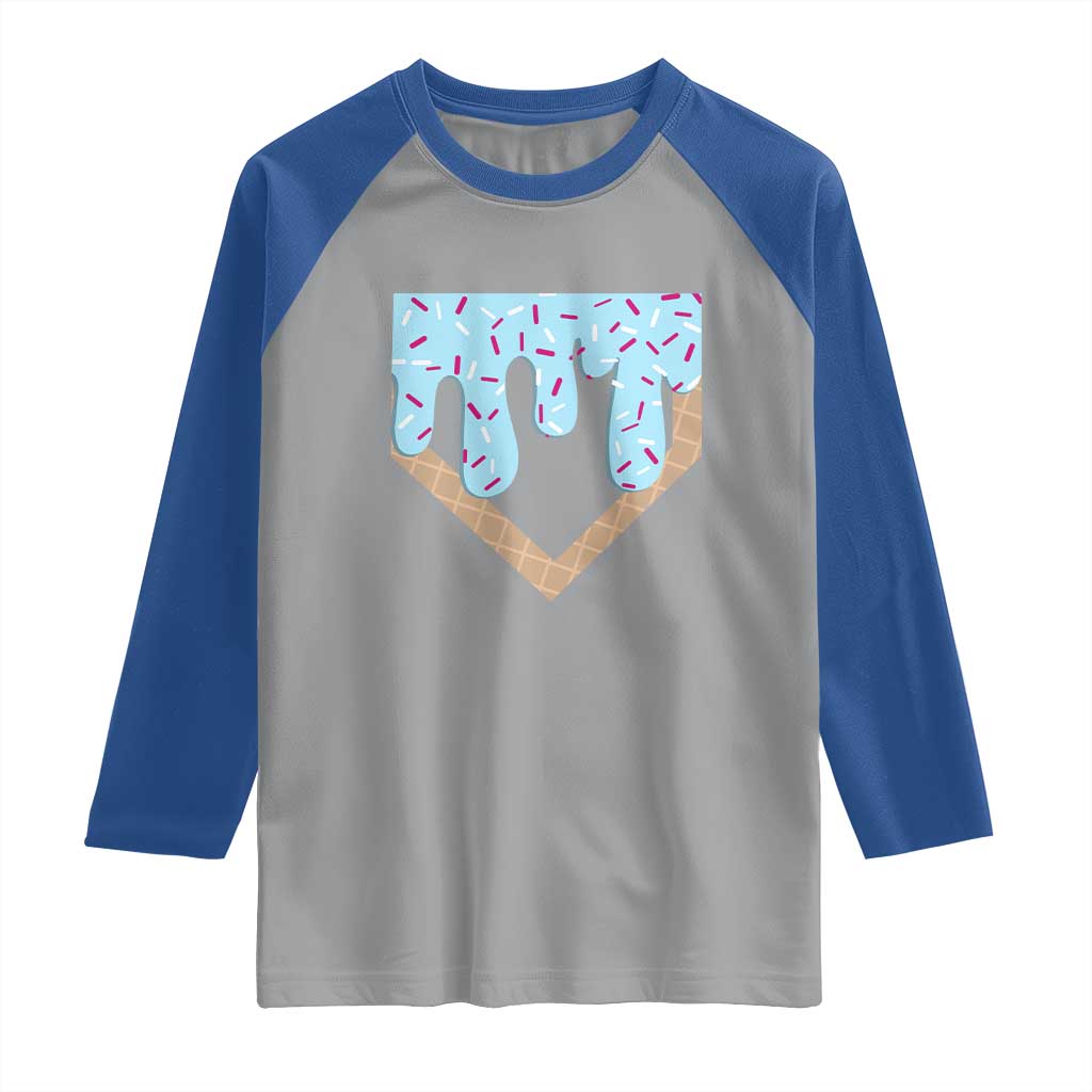Baseball Ice Cream Dripping Raglan Shirt Home Plate Drip