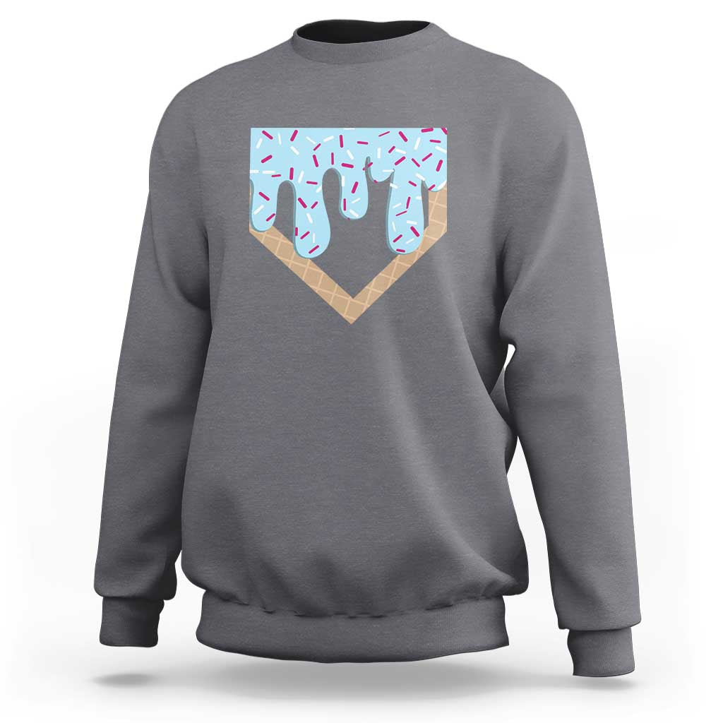 Baseball Ice Cream Dripping Sweatshirt Home Plate Drip