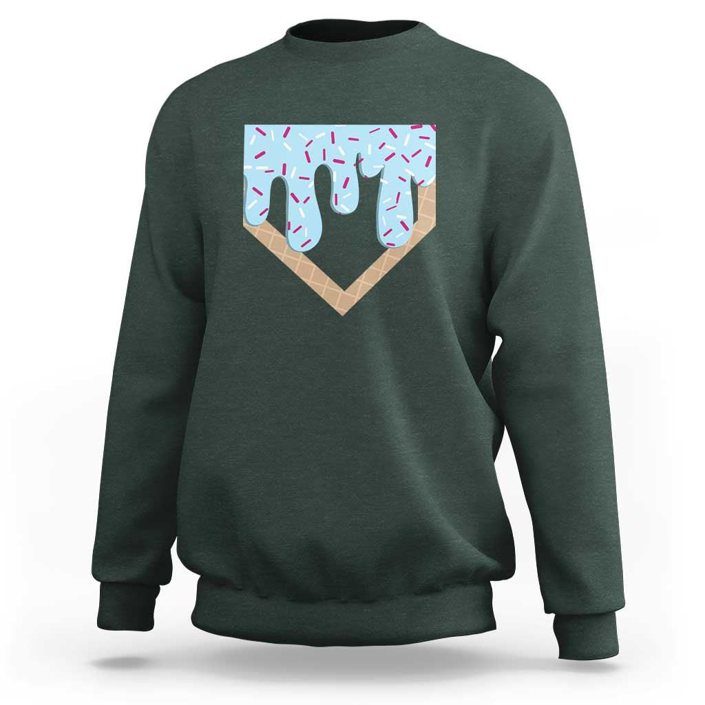Baseball Ice Cream Dripping Sweatshirt Home Plate Drip