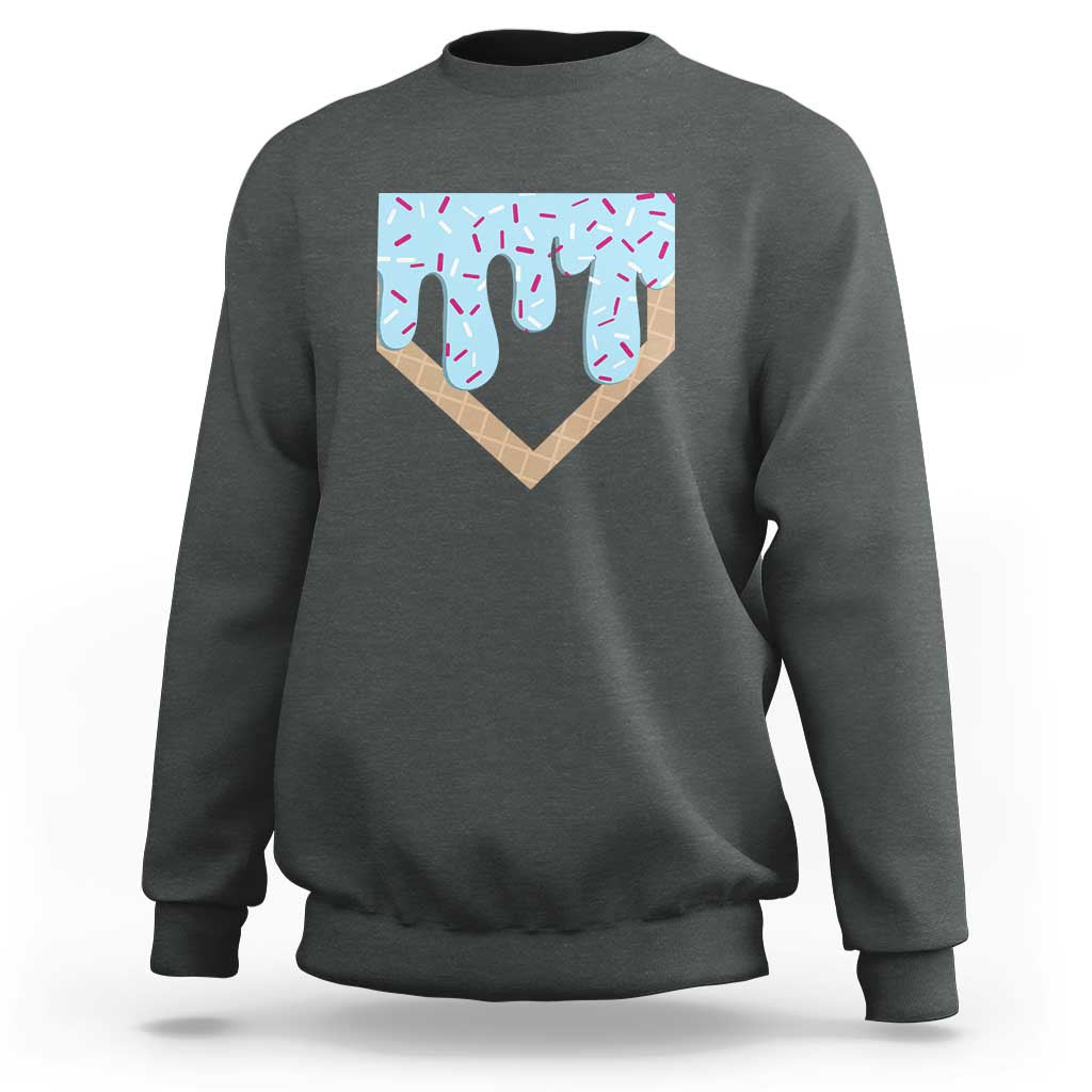 Baseball Ice Cream Dripping Sweatshirt Home Plate Drip