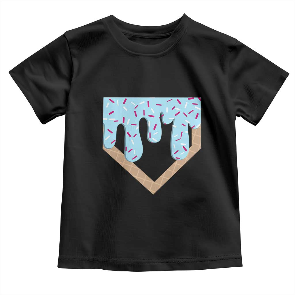 Baseball Ice Cream Dripping Toddler T Shirt Home Plate Drip