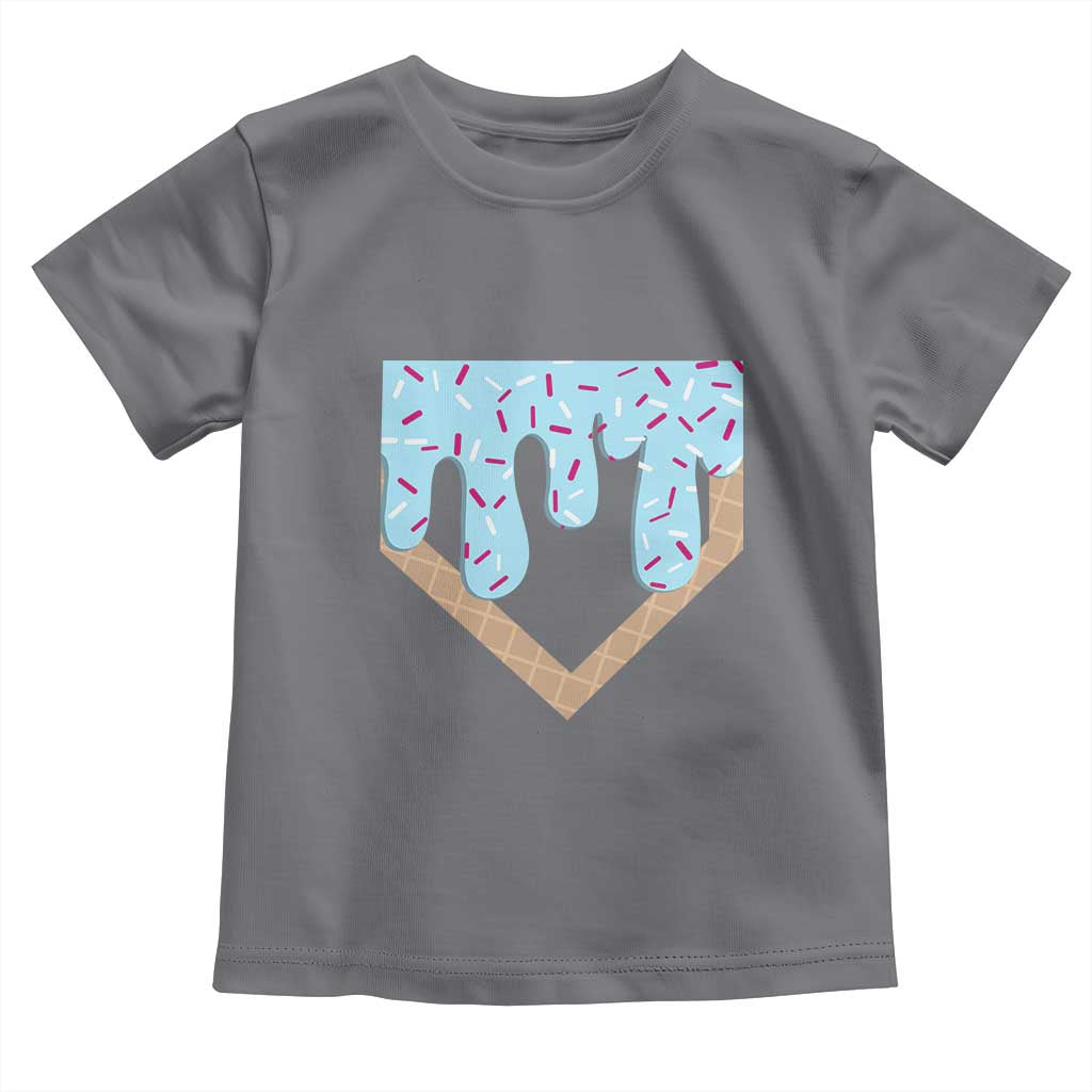 Baseball Ice Cream Dripping Toddler T Shirt Home Plate Drip