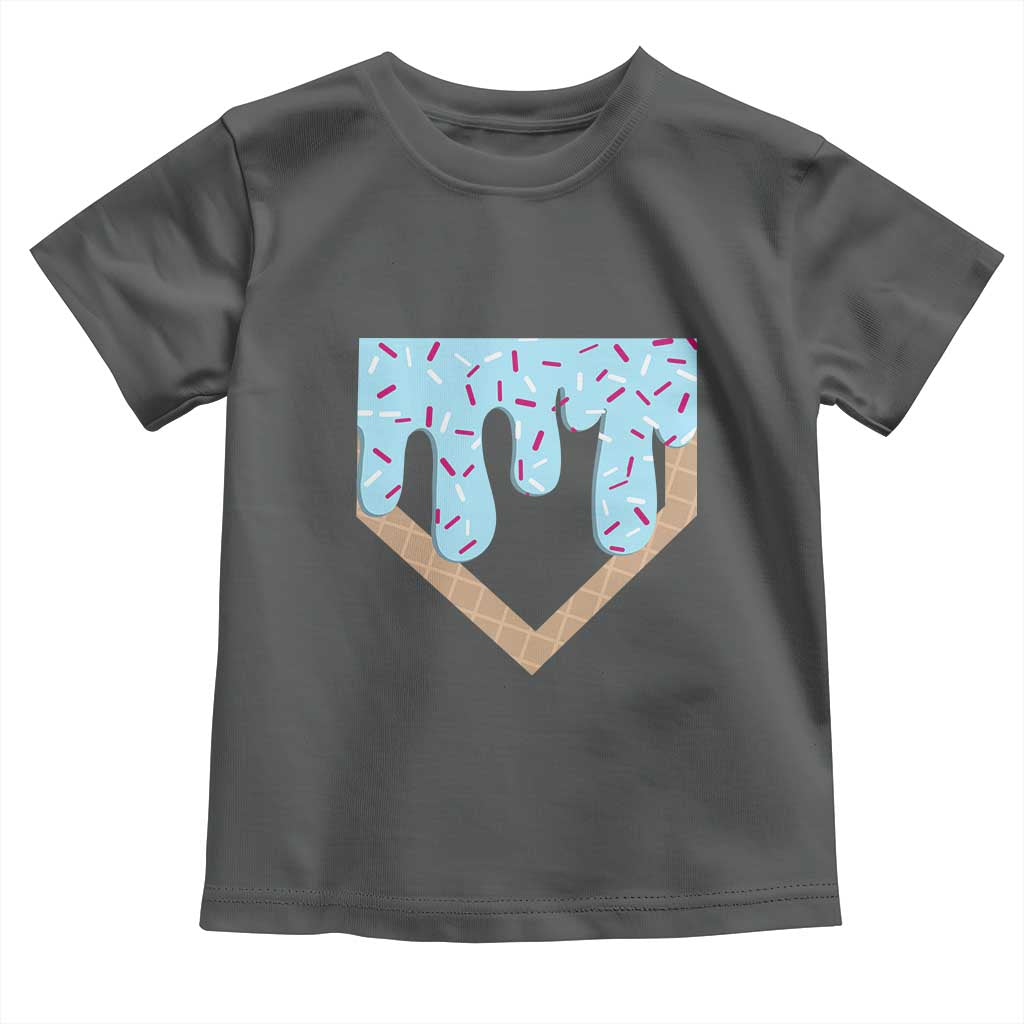 Baseball Ice Cream Dripping Toddler T Shirt Home Plate Drip