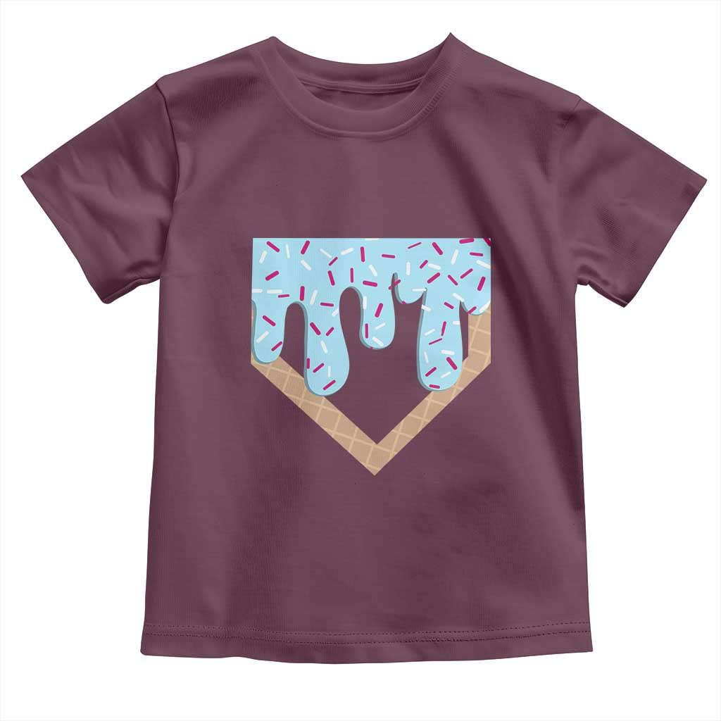 Baseball Ice Cream Dripping Toddler T Shirt Home Plate Drip