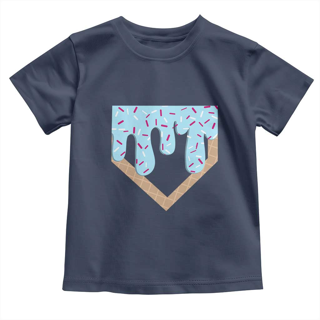 Baseball Ice Cream Dripping Toddler T Shirt Home Plate Drip