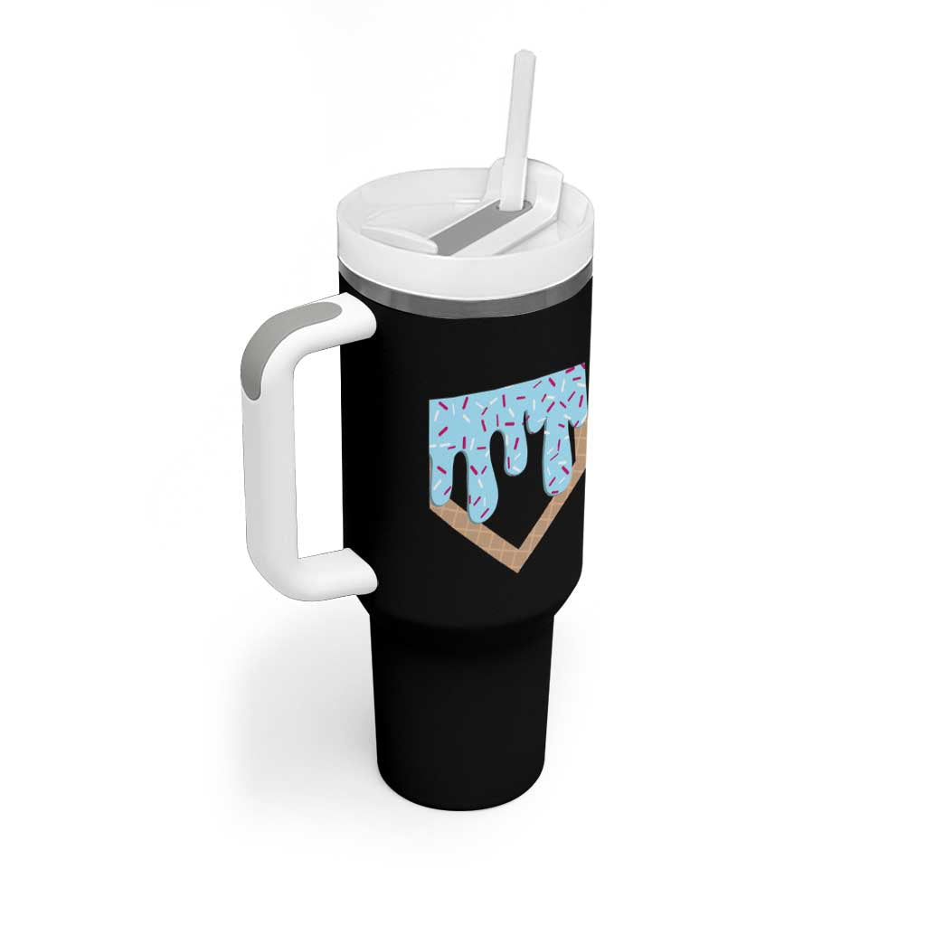 Baseball Ice Cream Dripping Tumbler With Handle Home Plate Drip