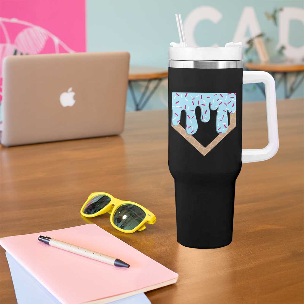 Baseball Ice Cream Dripping Tumbler With Handle Home Plate Drip