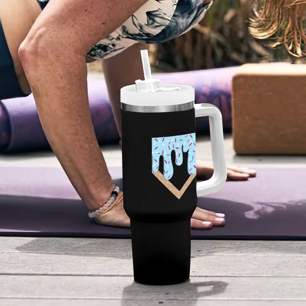 Baseball Ice Cream Dripping Tumbler With Handle Home Plate Drip