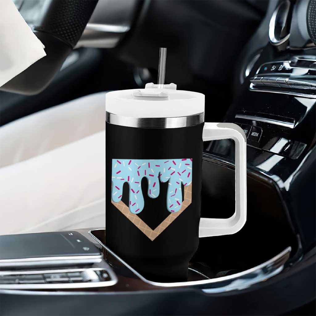 Baseball Ice Cream Dripping Tumbler With Handle Home Plate Drip