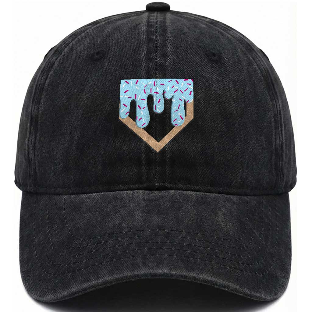 Baseball Ice Cream Dripping Washed Cotton Baseball Cap Home Plate Drip