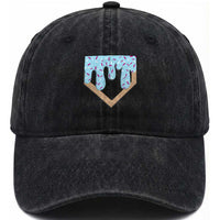 Baseball Ice Cream Dripping Washed Cotton Baseball Cap Home Plate Drip