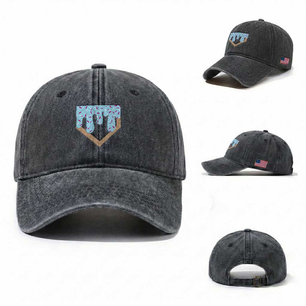 Baseball Ice Cream Dripping Washed Cotton Baseball Cap Home Plate Drip