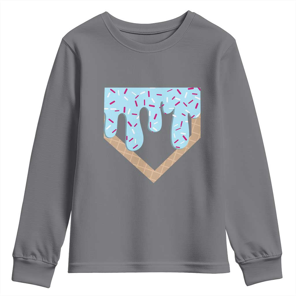 Baseball Ice Cream Dripping Youth Sweatshirt Home Plate Drip