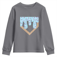 Baseball Ice Cream Dripping Youth Sweatshirt Home Plate Drip
